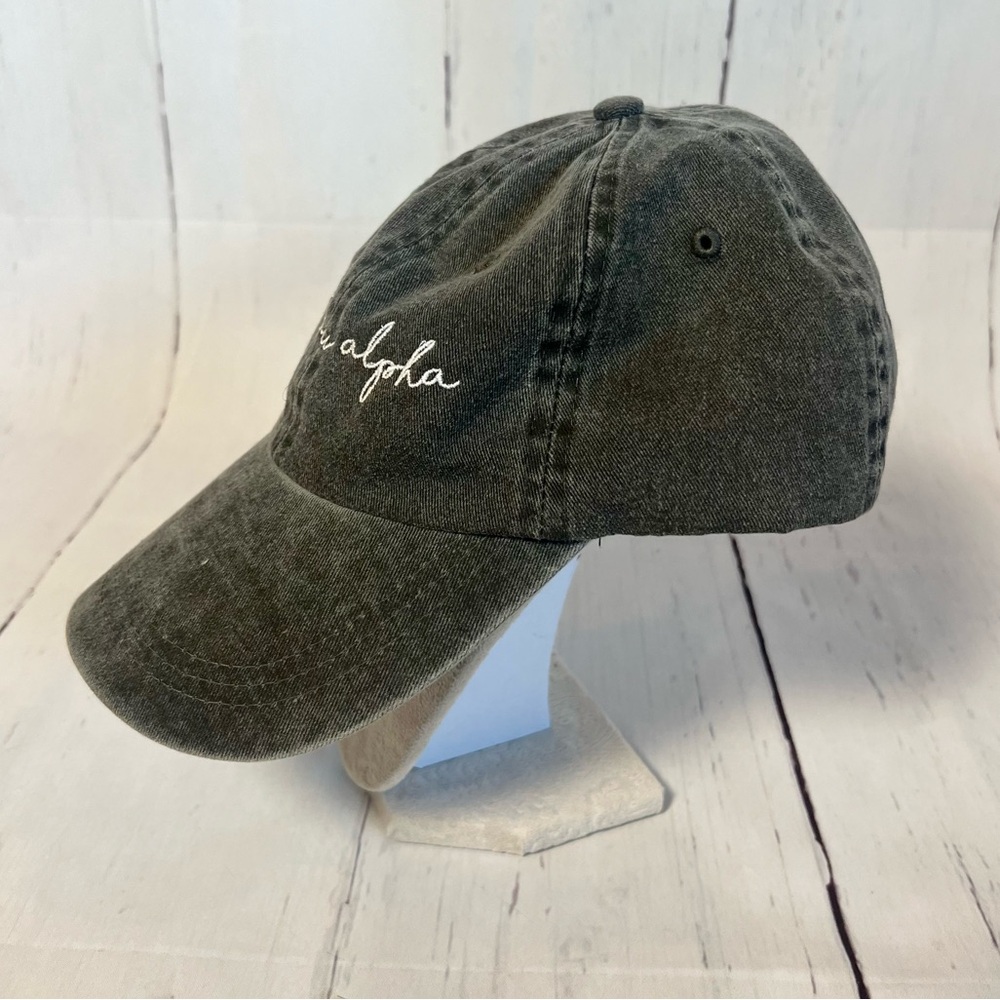 Black washed out denim Zeta Tau Alpha embroidered Baseball Cap - Picture 8 of 8